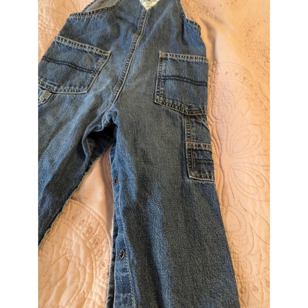 OshKosh B'gosh Toddler Unisex Solid Denim‎ Overalls 24 Months Blue Carpenter Bib